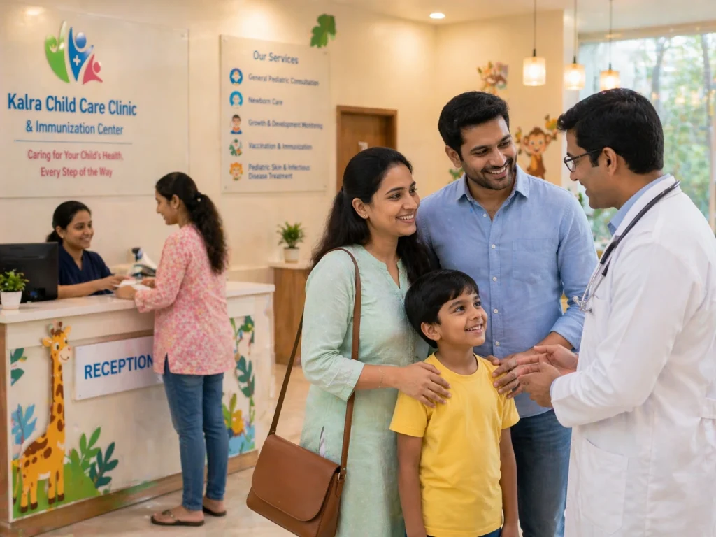 Doctor consulting with a child patient